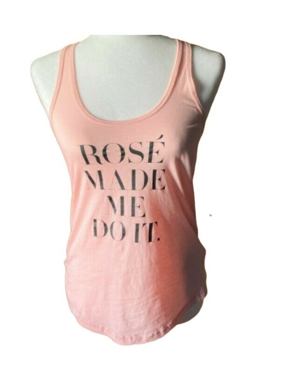 CHRLDR Womens Light Weight 'Rose` Made Me Do It'  Graphic Tank Top-Pink-XS-NWT